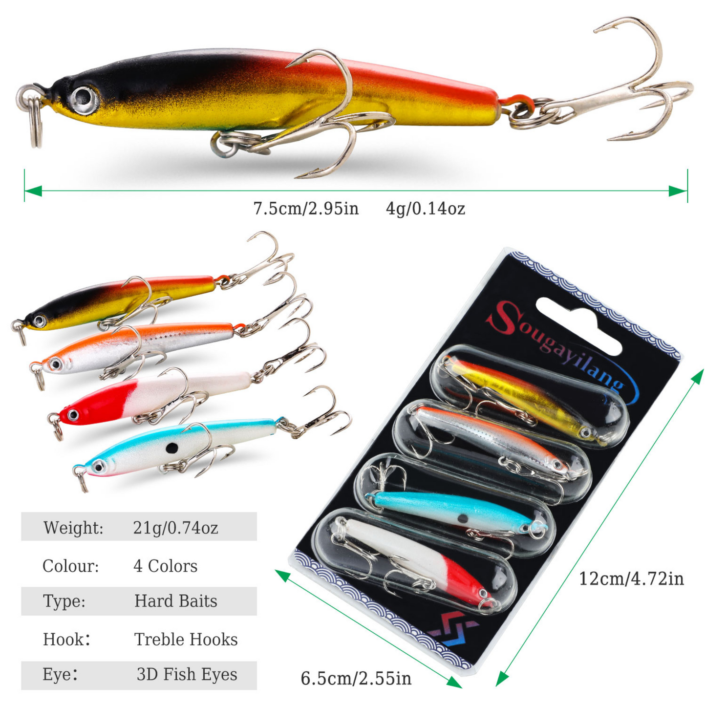 Fishing Bait Set 4PCS Wobbler Anti-corrosion Fishing Tackles De Pesca