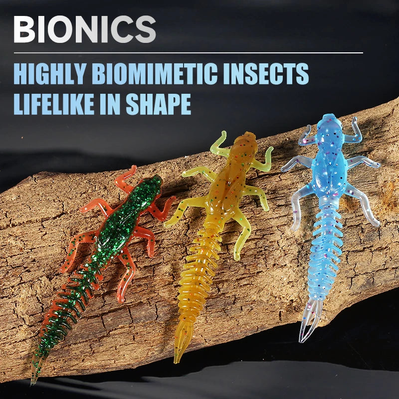 Soft Lures Soft Plastic Lures Larva 6cm/5cm Floating Freshwater Swimbaits Silicone Soft Bait Worm For Fishing