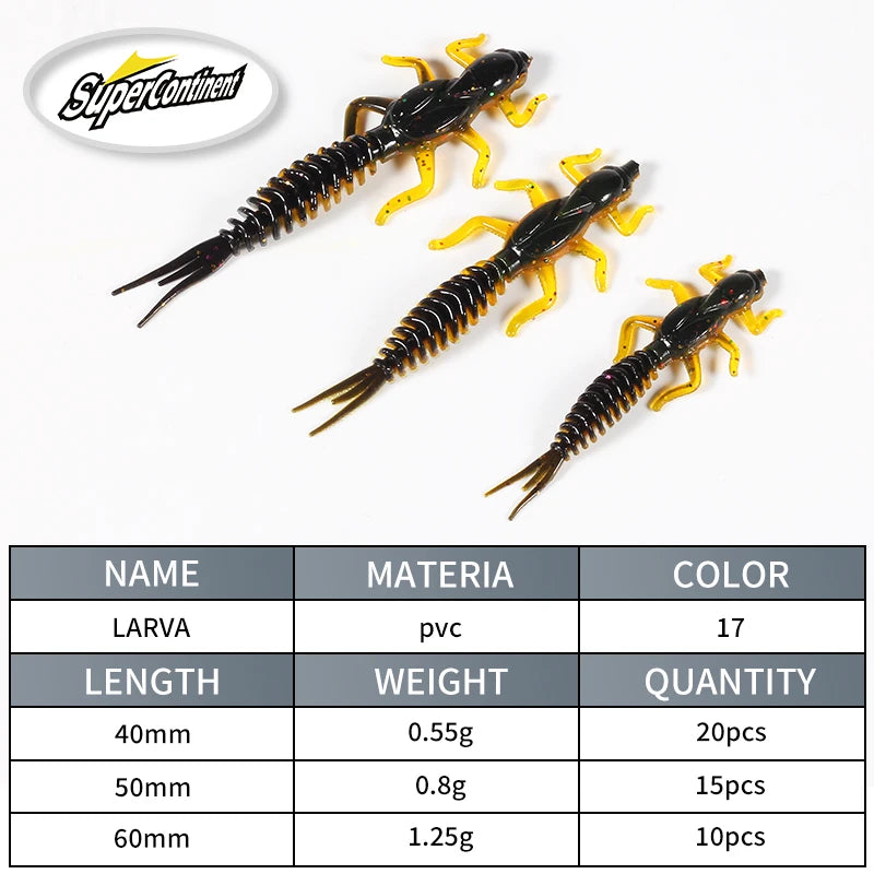 Soft Lures Soft Plastic Lures Larva 6cm/5cm Floating Freshwater Swimbaits Silicone Soft Bait Worm For Fishing