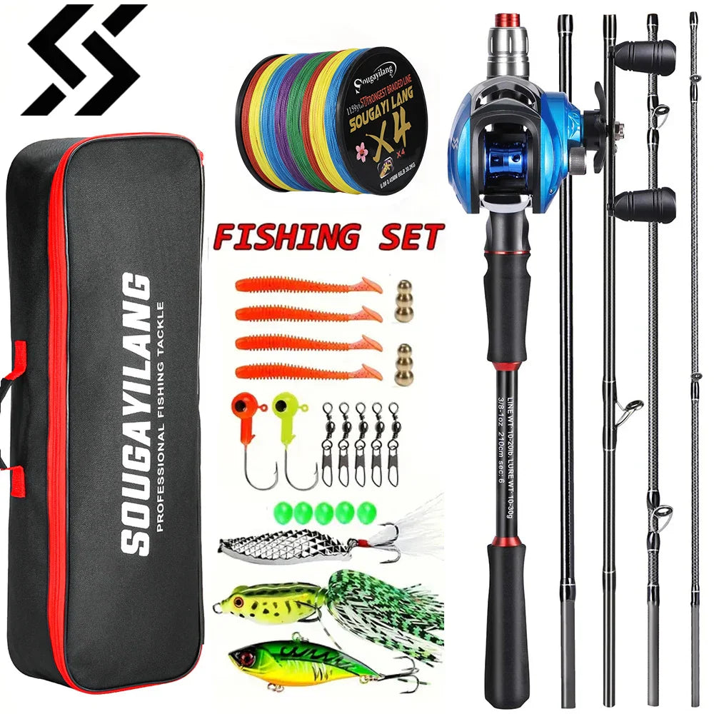 Fishing Full Combo 1.8-2.1m Carbon Fiber Baitcasting Rod