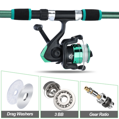 Spinning Fishing Rod and Reel Combo1.8M Full Fishing Kit