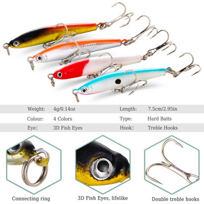 Fishing Bait Set 4PCS Wobbler Anti-corrosion Fishing Tackles De Pesca
