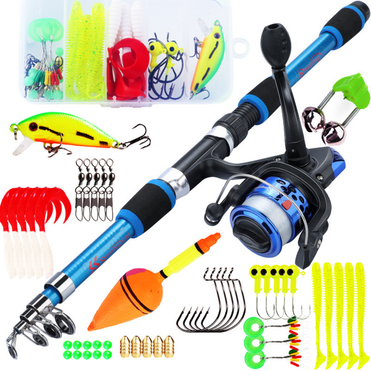 Spinning Fishing Rod and Reel Combo1.8M Full Fishing Kit
