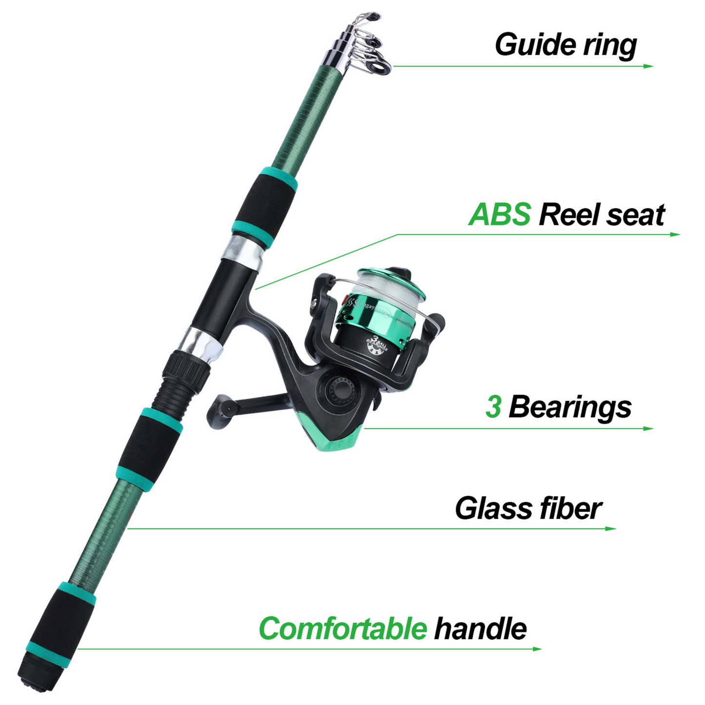 Spinning Fishing Rod and Reel Combo1.8M Full Fishing Kit