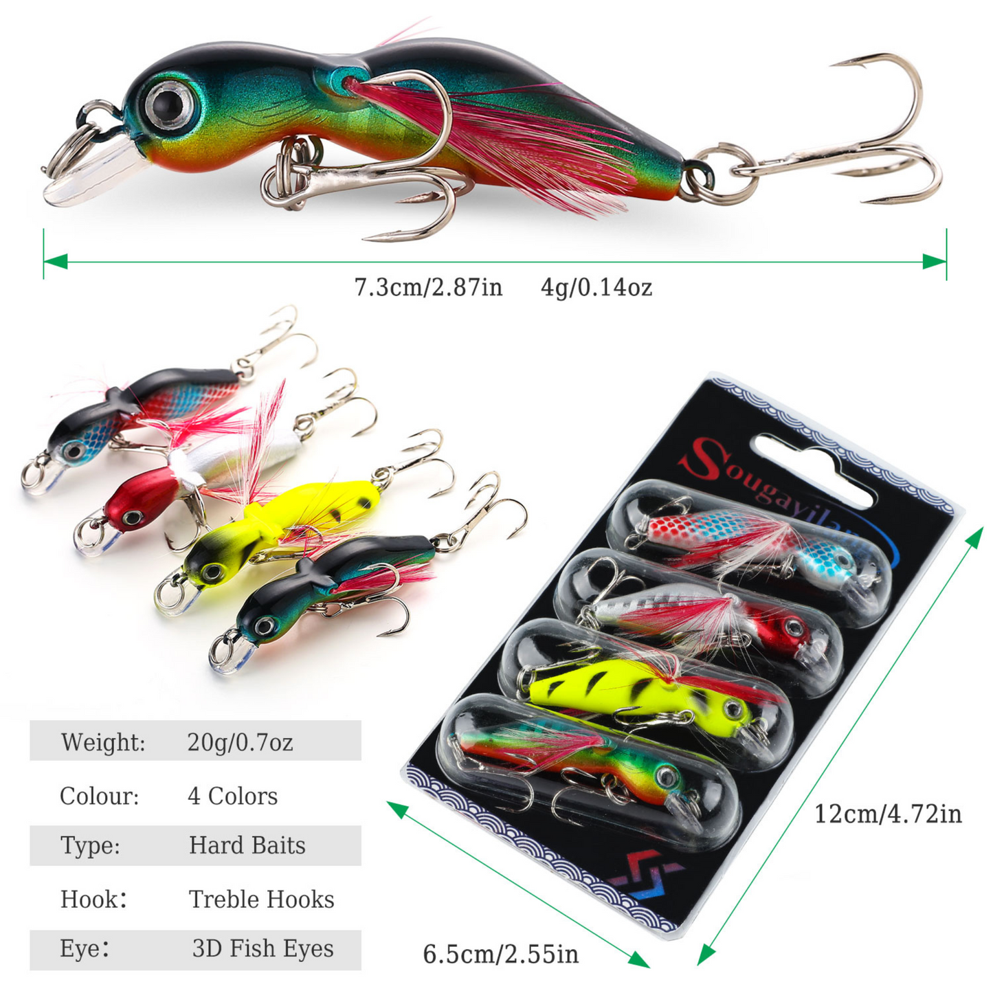 Fishing Bait Set 4PCS Wobbler Anti-corrosion Fishing Tackles De Pesca