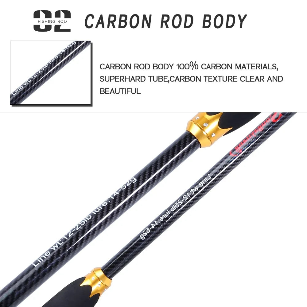 Lure Carbon Spinning Lure Rod and Casting Fishing Reel Sets Pesca