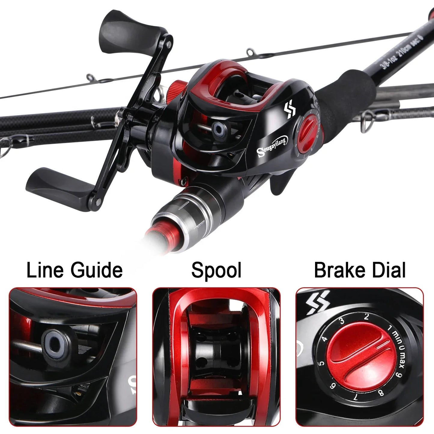 Fishing Full Combo 1.8-2.1m Carbon Fiber Baitcasting Rod
