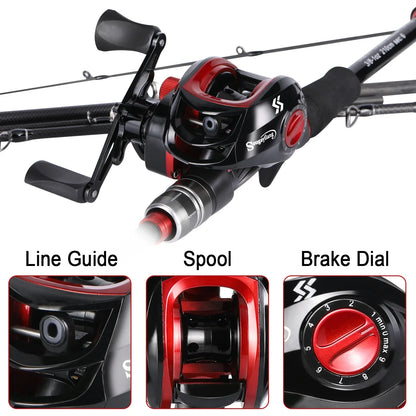 Fishing Full Combo 1.8-2.1m Carbon Fiber Baitcasting Rod