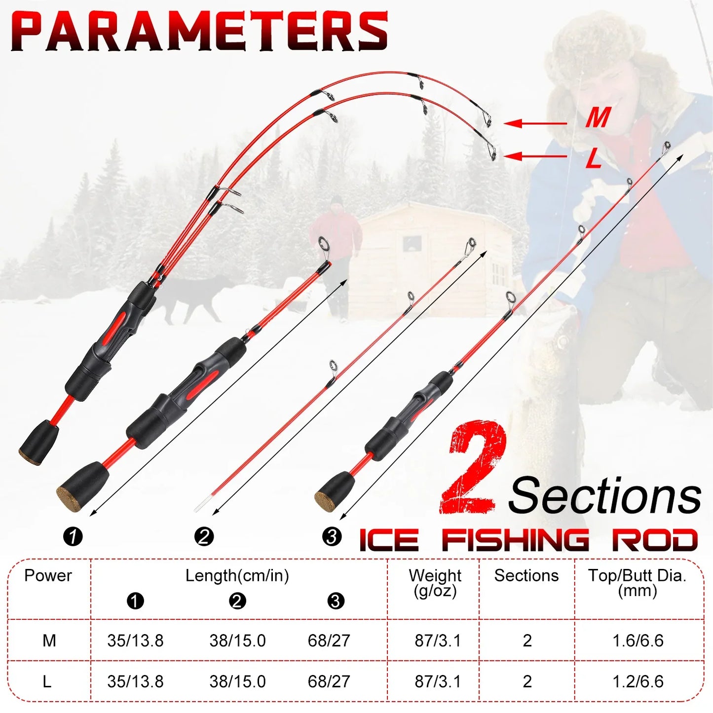 Ice Fishing Rod EVA Non-slip Handle, River Shrimp Carp Fishing Pole