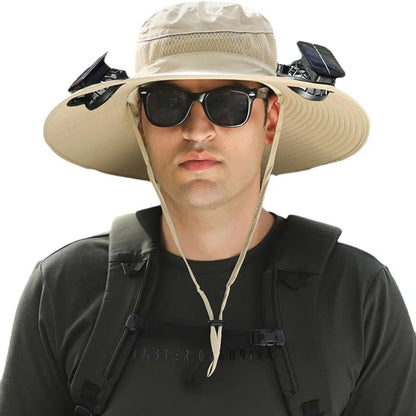 Wide Brim Solar Fan Outdoor Fishing Hat,Solar Fan Hat Upf50+ Fan Hat
