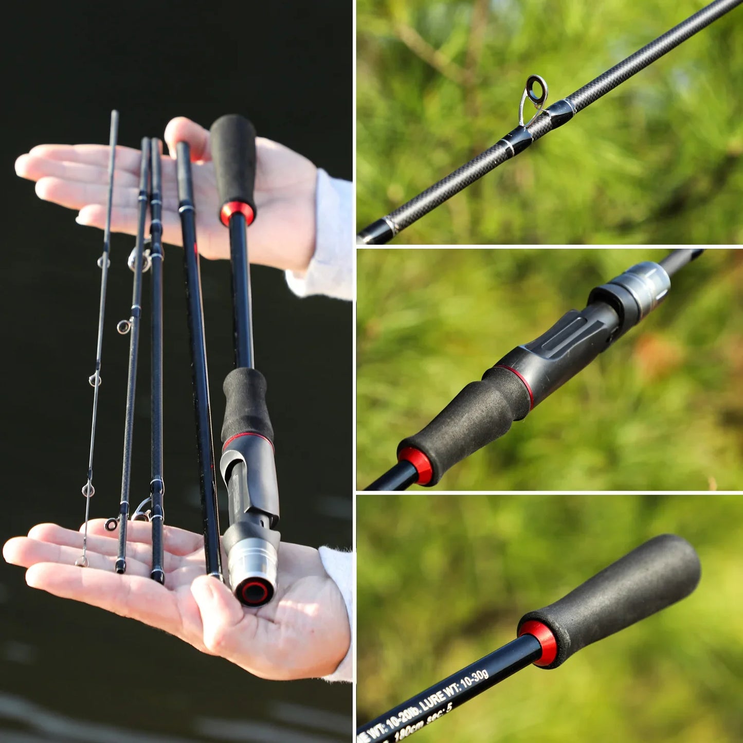 Lure Fishing Rod Carbon Fiber Spinning Casting Travel Fishing Pole Pesca