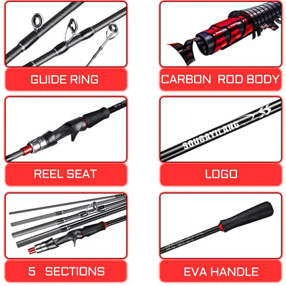 Lure Fishing Rod Carbon Fiber Spinning Casting Travel Fishing Pole Pesca