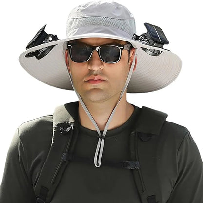 Wide Brim Solar Fan Outdoor Fishing Hat,Solar Fan Hat Upf50+ Fan Hat