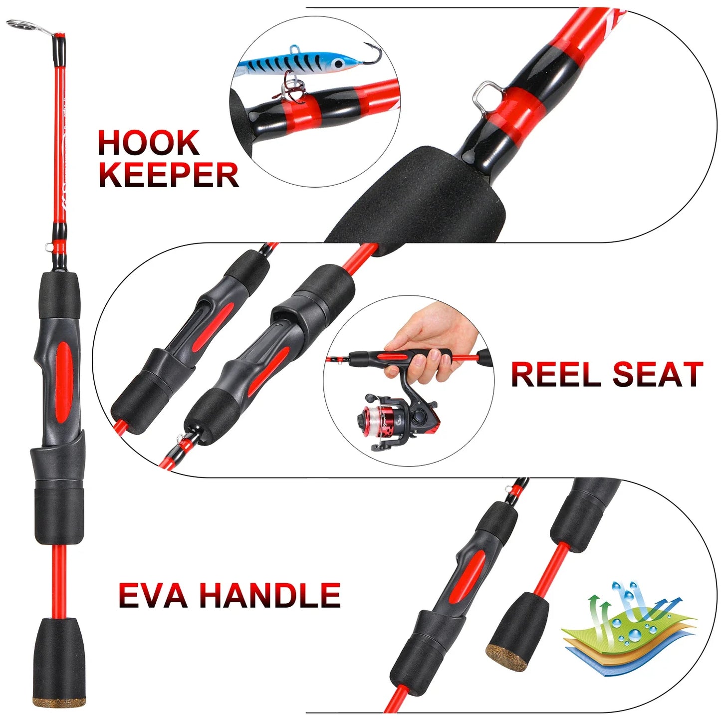 Ice Fishing Rod EVA Non-slip Handle, River Shrimp Carp Fishing Pole