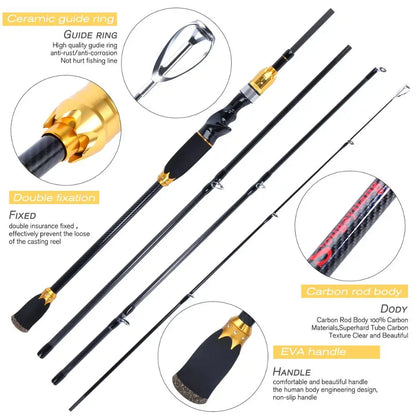 Lure Carbon Spinning Lure Rod and Casting Fishing Reel Sets Pesca