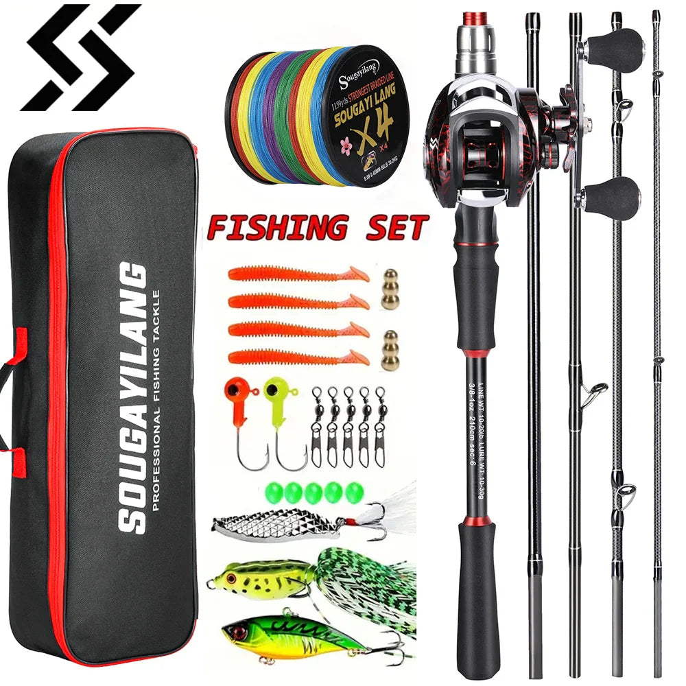 Fishing Full Combo 1.8-2.1m Carbon Fiber Baitcasting Rod