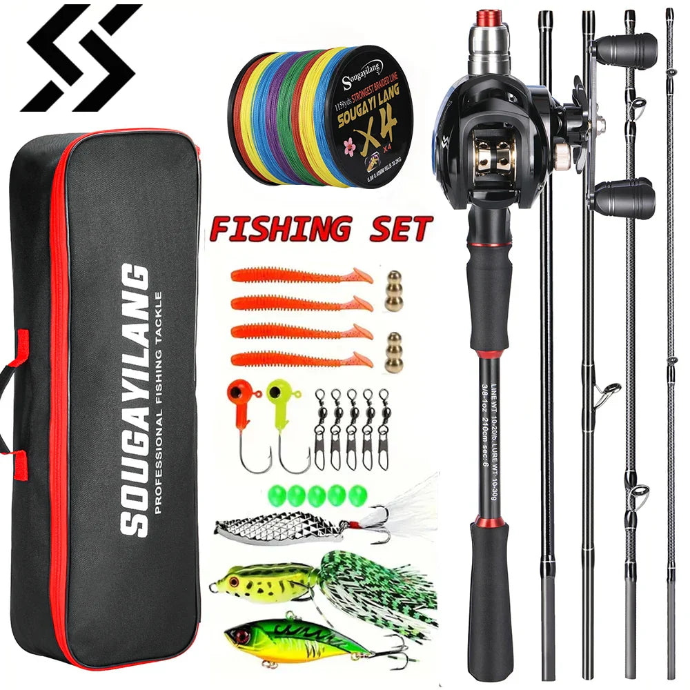 Fishing Full Combo 1.8-2.1m Carbon Fiber Baitcasting Rod