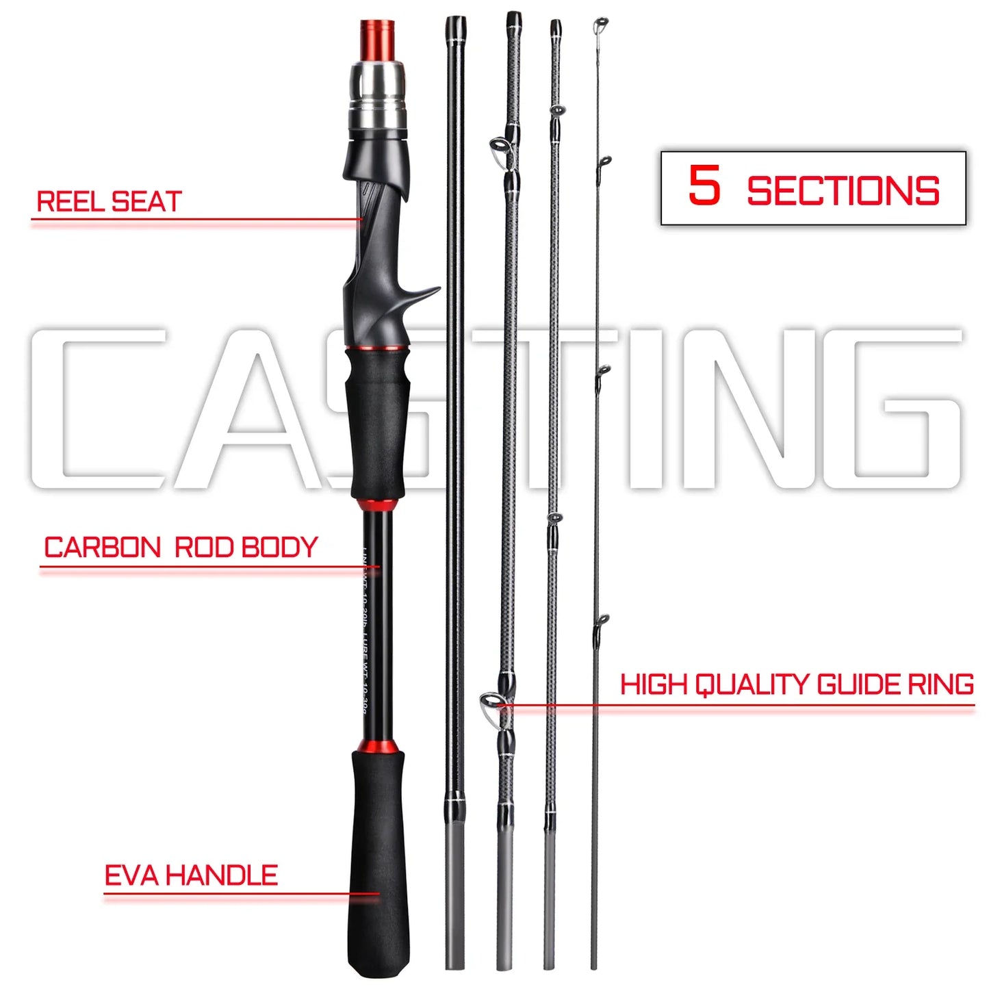 Lure Fishing Rod Carbon Fiber Spinning Casting Travel Fishing Pole Pesca