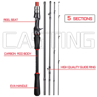 Lure Fishing Rod Carbon Fiber Spinning Casting Travel Fishing Pole Pesca