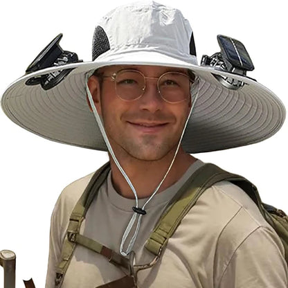 Wide Brim Solar Fan Outdoor Fishing Hat,Solar Fan Hat Upf50+ Fan Hat